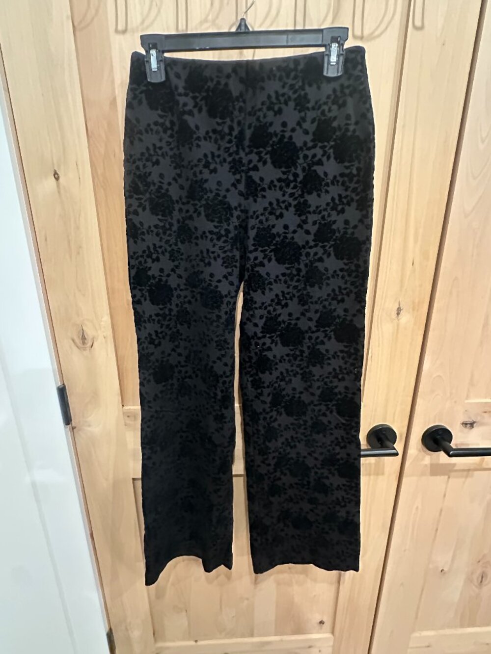 Flare-Leg Black Floral Pants
